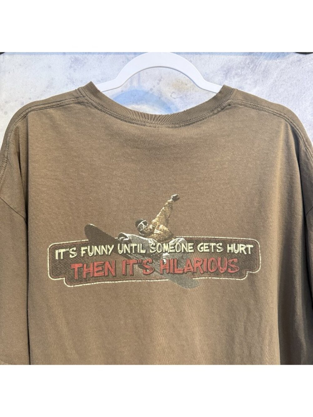 Vintage Whistler Canada Snowboarding T Shirt Brown Y2K Snowboard 2XL XXL